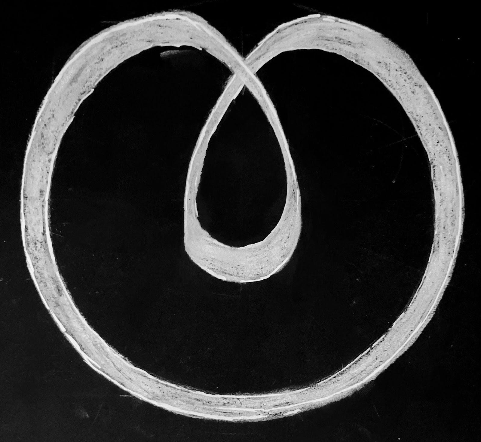Ligne blanche dessinant une boucle infinie sur fond noir.